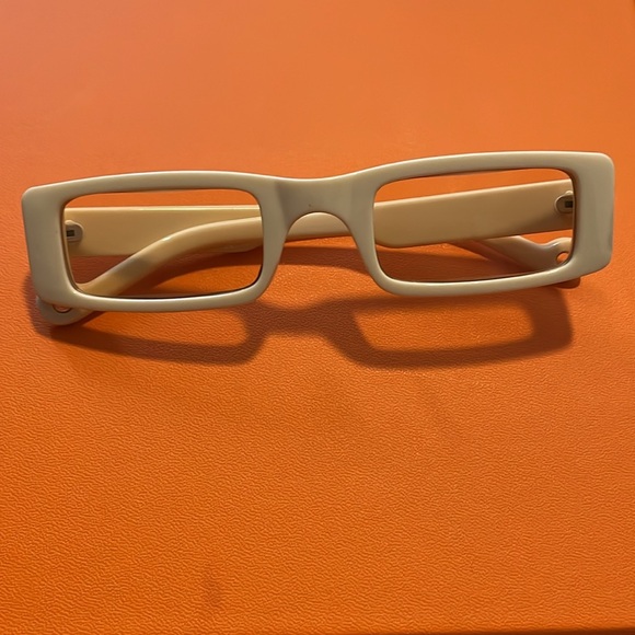 Rectangular Beige Cream Sunglasses - Picture 4 of 6